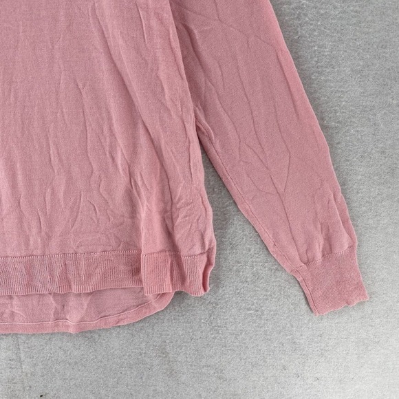 Madewell Sweater LARGE Merino Wool Blend Pullover Hi low Long‎ Sleeve Scoop Pink - Picture 5 of 13